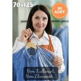 Erfa Plastik Ambalaj Askı Uzun Delikli Elbise Poşeti 70x125 cm • Şeffaf Naylon Kılıfı • Elbise, Abiye, Takım Elbise, Mont Koruma Saklama Torbası, Toz Geçirmez - 50 Adet