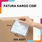 Erfa Plastik Ambalaj Kargo Fatura Cebi 19X26 cm 250 Adet Kargo Evrak Poşeti Şeffaf Yapışkanlı Su Geçirmez, Dayanıklı