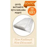 Erfa Plastik Ambalaj Naylon Torba 20 Adet 60X90 cm Çeyiz Yastık Battaniye Poşeti Eşya Koymalık