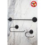 ERFAHOME Siyah Yuvarlak Yapışkanlı Uzun Havluluk / Rulo Havluluk / Wc Tuvalet Kağıtlık 3lü Banyo Seti
