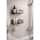 ERFAHOME Yapışkanlı Banyo Düzenleyici 2 Adet Banyo Rafı Şampuanlık Sabunluk Mat Siyah Duş Askısı Rafı