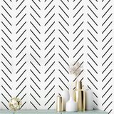 Erfoni Siyah Beyaz Soy ve Yapıştır Duvar Kağıdı Modern Balıksırtı Banyo için Temas Kağıdı 45 cm x 300 cm Geometrik Çıkarılabilir Duvar Kağıdı Soy ve Yapıştır Hat Kendinden Yapışkanlı Temas Kağıdı