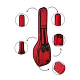 Erga Müzik Bağlama Çantası 1900 Denye Kırmızı Su Geçirmez Pedli Soft Case Uzun Sap Saz Kılıfı