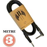 Erga Müzik Gitar Jack Kablosu 3M Düz-L Elektro Akustik Bas Bağlama Keman Kemençe Amfi&Mixer Uyumlu Jack Kablosu