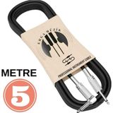 Erga Müzik Gitar Jack Kablosu 5M - DÜZ/L Elektro Akustik Bas Bağlama Keman Amfi & Mixer Uyumlu Jak kablo