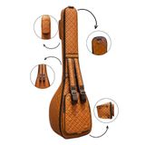 Erga Müzik Saz Kılıfı Kahverengi Suni Deri Kalın Kılıf Kahverengi Kapitoneli Kısa Sap Bağlama Kılıfı