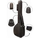 Erga Müzik Saz Kılıfı Siyah Suni Deri Kalın Kılıf Kırmızı Kapitoneli Uzun Sap Bağlama Kılıfı