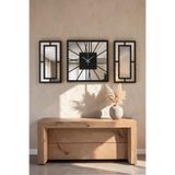 ERGEÇ TASARIM 3 Parça Aynalı Pleksi Duvar Saati Seti 40 cm Saat + 40x20 cm Dekoratif Paneller Modern Salon Dekoru