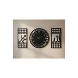 ERGEÇ TASARIM Allah ve Muhammed Yazılı Dekoratif Duvar Saati ve Panel Seti 3 Parça | 50 cm Saat + 2 Adet 25x50 cm Panel | Siyah & Atlantik Çam