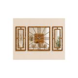 ERGEÇ TASARIM Aynalı 3’lü Dekoratif Duvar Saati 40 Cm + 40x20 Cm Atlantik Çam Pleksi MDF Modern Salon Seti