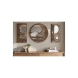 ERGEÇ TASARIM Denge Serisi Yin Yang Aynalı Pleksi Dekoratif Duvar Saati ve Panel Seti | 40 cm Saat + 2 Adet 20x40 cm Panel | Siyah & Atlantik Çam