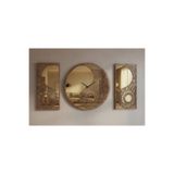 ERGEÇ TASARIM Denge Serisi Yin Yang Gold Aynalı Pleksi Dekoratif Duvar Saati ve Panel Seti | 50 cm Saat + 2 Adet 25x50 cm Panel | Siyah & Atlantik Çam
