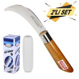 Ergenay Aşı Bıçağı Eğri Uçlu Bağ Bıçağı Çakı + Aşı Bandı 2'Li Set