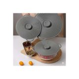 Ergençler Evrensel 3'lü Tutma Saplı Silikon Tencere & Tava Kapak Seti, 20-23-28 cm, Toprak
