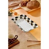 ERGENÇLERZÜCCACİYE CKR3837 Porselen Dikdörtgen Sunumluk Dekoratif Tabak, 35x23cm, Beyaz
