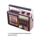 ErginGroup Fp 319U Taşınabilir Hoparlör Retro USB Kart Fm Radyo Kaset Teyp Çalar Playback Pilli Müzik Player