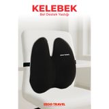 ergo travel Ultralüks Ortopedik Bel Yastığı Ergonomik Bel Destek Minderi Ofis & Araç Uyumlu - Siyah