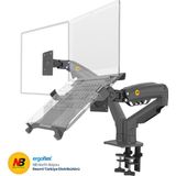 Ergoflex Nb F160-FP Çift Kol Amortisörlü 17"-27" Monitör Tutucu ve 10"-17" Laptop Standı - Siyah