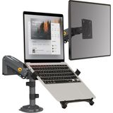 Ergoflex Nb H180-FP Çift Kol Amortisörlü 17"-27" Monitör Tutucu ve 10"-17" Laptop Standı - Gri