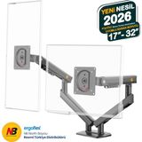 Ergoflex North Bayou NB A5C 17-32 Inch Çift Kol 2-9 kg Monitör Standı 2026 Versiyon - Antrasit