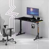 ErgoGaming Nova Profesyonel RGB Oyuncu Masası 112x60 Siyah, RGB Aydınlatmalı, Karbon Fiber Yüzey