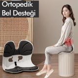 Ergonomik Bel Destekli Oturma Minderi Postür Düzeltici İş Ev Ve Araç Kaymaz Sırt Ve Koltuk Yastığı siyah