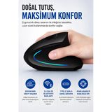 Ergonomik Dikey Kablosuz Mouse Bluetooth 2.4Ghz Type-C Şarjlı 6 Tuşlu Dpı Ayarlı Siyah | 7043