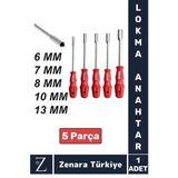 Ergonomik Kaymaz Kauçuk Sap Tamir Montaj Somun 6/7/8/10/13/mm Tornavida LOKMA ANAHTAR 5'li SET