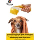 Ergonomik Kedi Köpek Banyo Temizlik Masaj Etkili Zararsız Silikon Sıvı Hazneli Evcil Hayvan Tarağı - Sarı