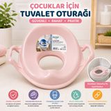 Ergonomik Kulplu Çocuk Klozet Adaptörü – Kaymaz ve Konforlu Tuvalet Oturağı pembe