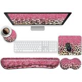 Ergonomik Mouse Pad Klavye Bilek Desteği, Ofis Oyun Çalışma Bilgisayarları Için Kaymaz Kauçuk Taban, Kolay Yazma ve Ağrı Giderici, Pembe Fare Altlıkları ve Leopar Glitter Desen Kadınlar Için Masaüstü - Ahşap
