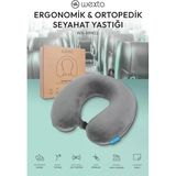 Ergonomik Ortopedik Seyahat Boyun Yastığı, Visco Sünger, Gri, 30X30 Cm