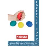 Ergonomik Stres Egzersiz Rehabilitasyon Fizyoterapi Silikon El Bilek Parmak Güçlendirme Topu 4Lü Set