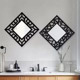 Ergün Collection 2'li Set Kırılmaz Pleksi Dekoratif Duvar Aynası - 22.5X22.5 cm Geometrik Çerçeveli 1. Sınıf Ayna