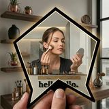 Ergün Collection Kırılmaz Pleksi El Aynası 10X10CM - Çanta Boyu Geometrik Tasarım - Kadın & Erkek Bakım Aynası