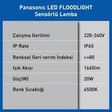 Ergün Collection LED Projektör Sensorlü, Beyaz Işık 20W 1660LM 6500K - Ahşap