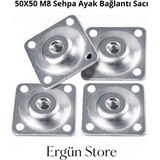 Ergün Store 50X50 M8 Sehpa Ayak Bağlantı Sac Aparatı Düz 4 Adet