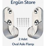 Ergün Store Krom Oval Boru Askı Flanşı Gardrop , Dolap Içi Askılık Boru Aparatı 2 Adet Flanş