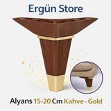Ergün Store Mobilya Ayak 15-20 cm Alyans Kahve - Gold Kanepe , Koltuk , Komidin Ayağı Sert Plastik 4 Adet