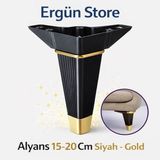 Ergün Store Mobilya Ayak 15-20 cm Alyans Siyah - Gold Kanepe , Koltuk , Komidin Ayağı Sert Plastik 4 Adet - 15 Cm