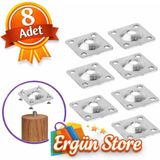 Ergün Store Mobilya Baza Koltuk Zigon Sehpa Ayağı Metal Bağlantı Aparatı Düz Ayak Tabanı M8 Civatalı (8 Adet)