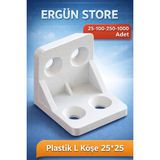 Ergün Store Mobilya Eşya Dolap Köşebent Bağlantı Sabitleme Sabitleyici L Gönye 25X25X25 mm Beyaz (25 Adet)