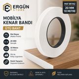 Ergün Store Mobilya Kenar Bandı 20MMX10MT Mat Beyaz Ütü Bandı - 10 Mt