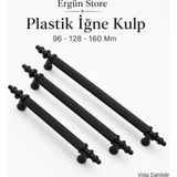 Ergün Store Mobilya Kulpu Boru Iğne Siyah Plastik Dolap Kulpu Kulbu , 96-128-160 mm Vida Dahildir 10 Adet