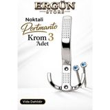 Ergün Store Noktalı Portmanto Vestiyer Duvar Dolap Elbise Askısı Gümüş Metal Mobilya Kapı Askılığı Askılık 3 Adet