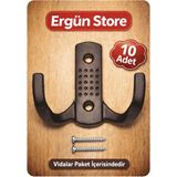 Ergün Store Noktalı Portmanto Vestiyer Duvar Dolap Elbise Askısı Siyah Metal Mobilya Kapı Askılığı Askılık (10 Adet)