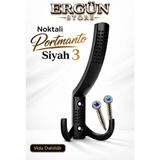Ergün Store Noktalı Portmanto Vestiyer Duvar Dolap Elbise Askısı Siyah Metal Mobilya Kapı Askılığı Askılık 3 Adet
