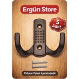Ergün Store Noktalı Portmanto Vestiyer Duvar Dolap Elbise Askısı Siyah Metal Mobilya Kapı Askılığı Askılık (5 Adet)