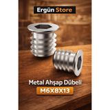 Ergün Store (Ölçü Açıklamada) Metal Euro Dişli Dübel Ahşap Dübeli M6 8X13 Diş Çinko Mobilya Bağlantı Ünite Birleştirme (50 Adet)