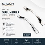 Ergün Store Sülün Metal Krom Dolap Kulpu , Çekmece Kulpu , Vestiyer Kulp , Gümüş Renk Kulp , Metal Kulp , Lüks Modern Kulp 96MM Ölçü , Dayanıklı Ince Metal ( 4 Adet ) Vida Dahildir